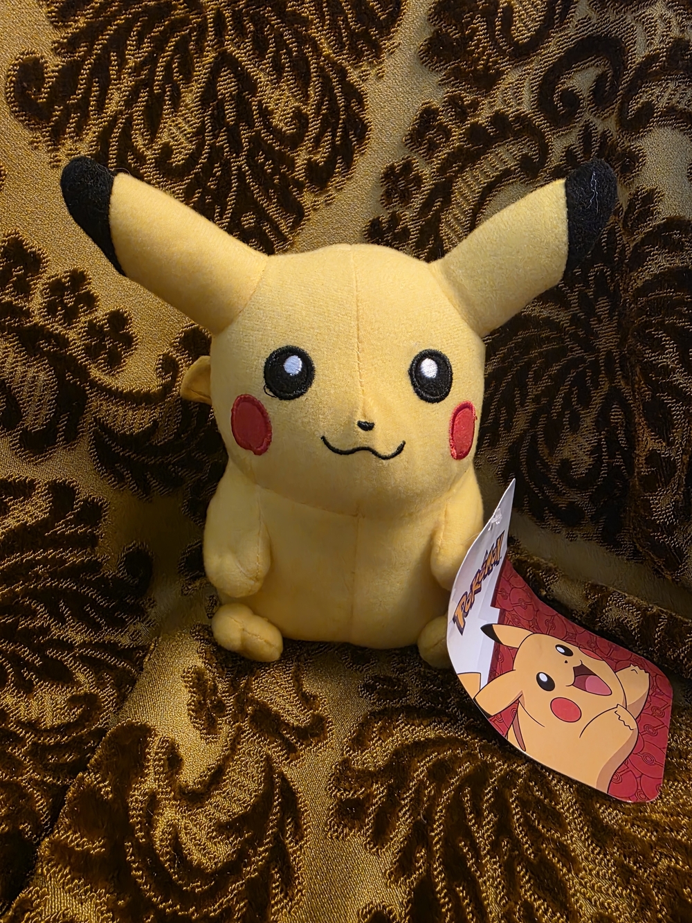NWT Pokemon Yellow Pikachu Plush with Black Ear Tips and Red Cheeks